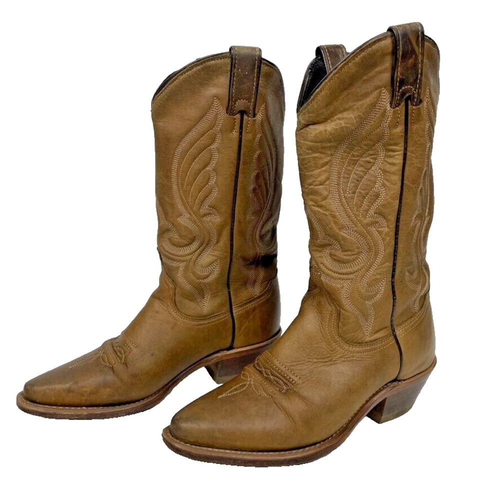 Abilene Made in USA Dakota Snip Toe Western Boots Brown Leather Women's Size 6